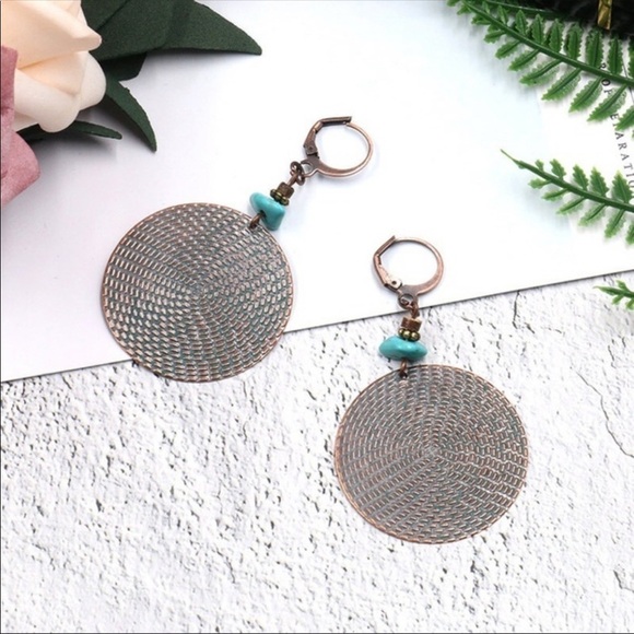 Bohemian claw hook mandala tribal patina earrings - Picture 7 of 7